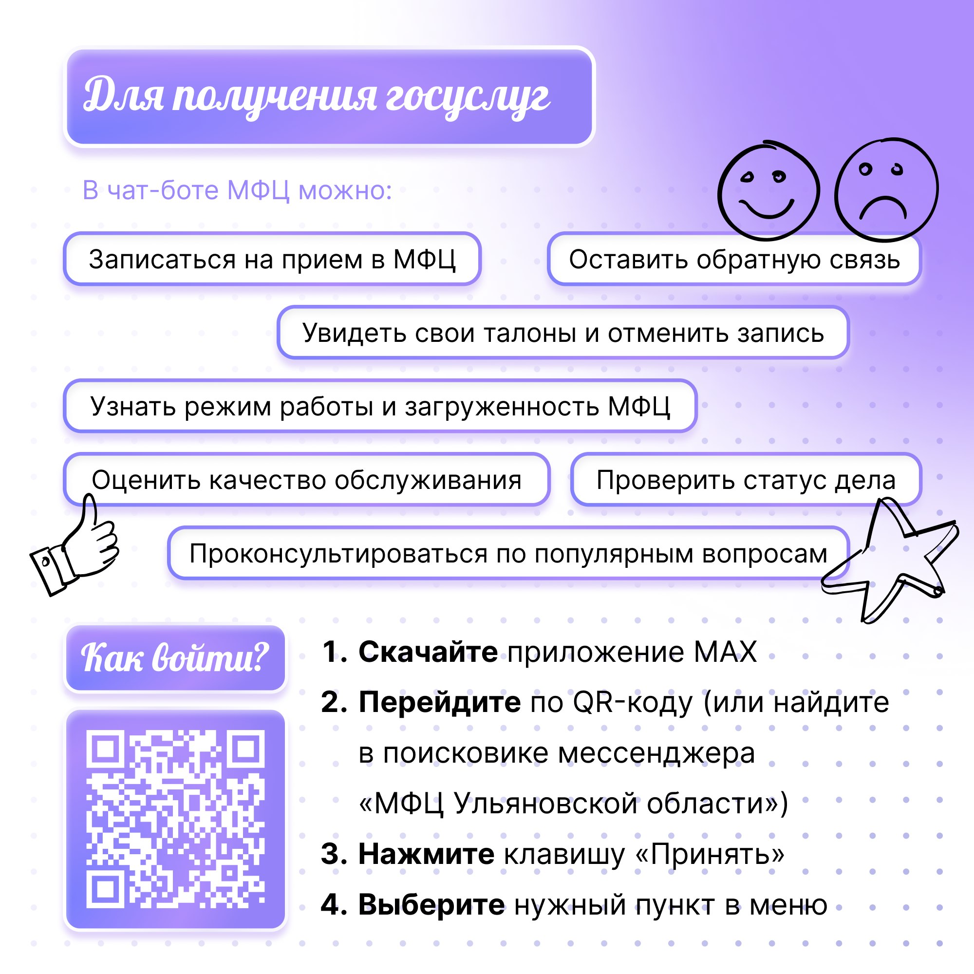 Запись к врачу, получение мер соцподдержки, сервисы МФЦ Запись к врачу, получение мер соцподдержки, сервисы МФЦ