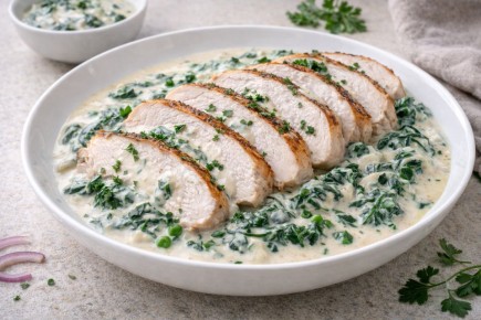 Индейка со сливочным шпинатом за 20 минут: простой вечерний вариант