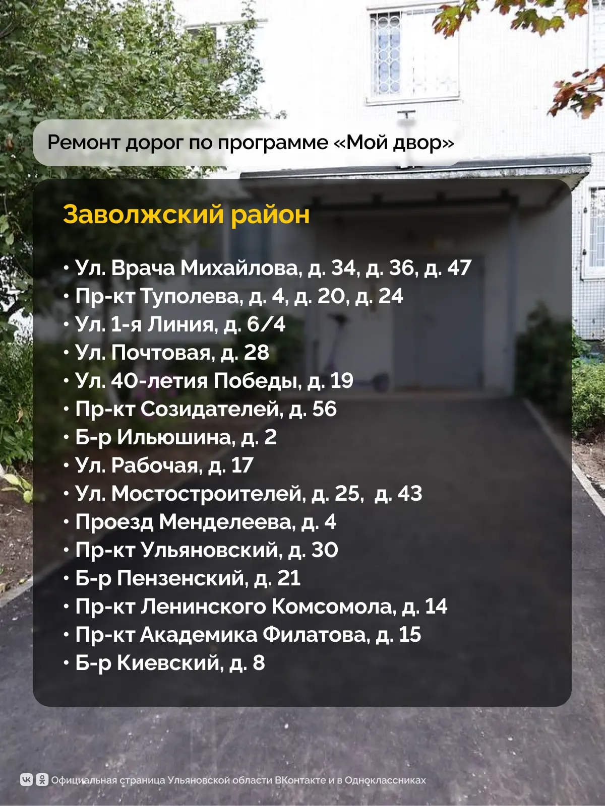 По поручению Губернатора Алексея Русских в 2026 году в Ульяновской области отремонтируют 184 дворовые территории По поручению Губернатора Алексея Русских в 2026 году в Ульяновской области отремонтируют 184 дворовые территории