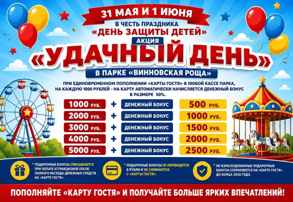 31 мая — Парк «Винновская роща» приглашает на праздник в честь Дня защиты детей 31 мая — Парк «Винновская роща» приглашает на праздник в честь Дня защиты детей