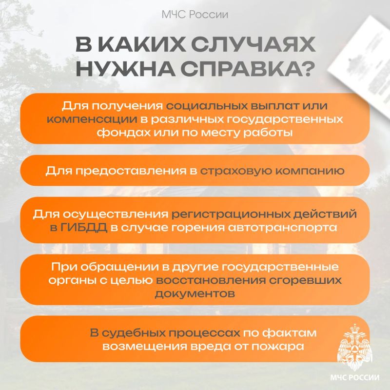 Порядок оформления справок о пожаре Порядок оформления справок о пожаре