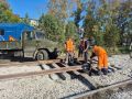 Повреждённый беспилотником участок трамвайных путей заменили в Ленинском районе